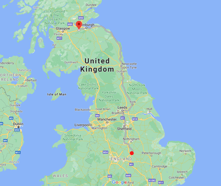 Livingston to Leicester map